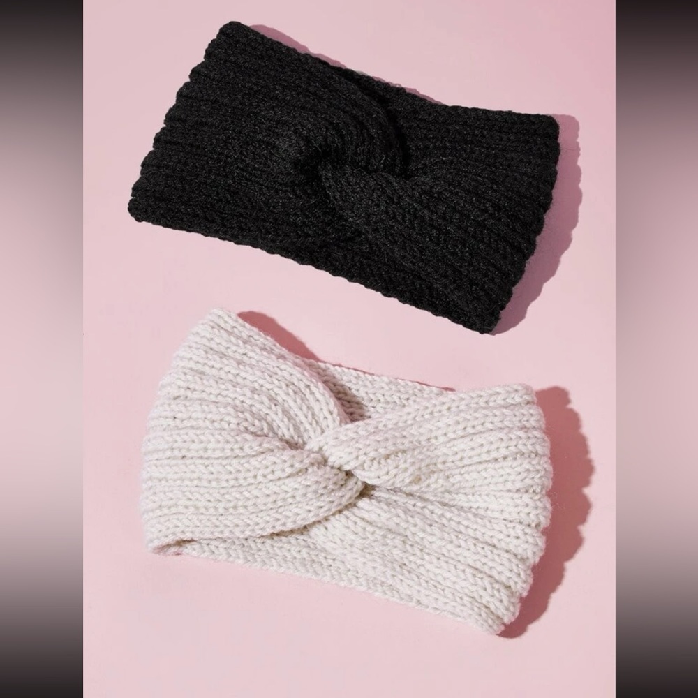 2 piece wide headband knitted cute. Hair accessories. Headband tie 100% wool